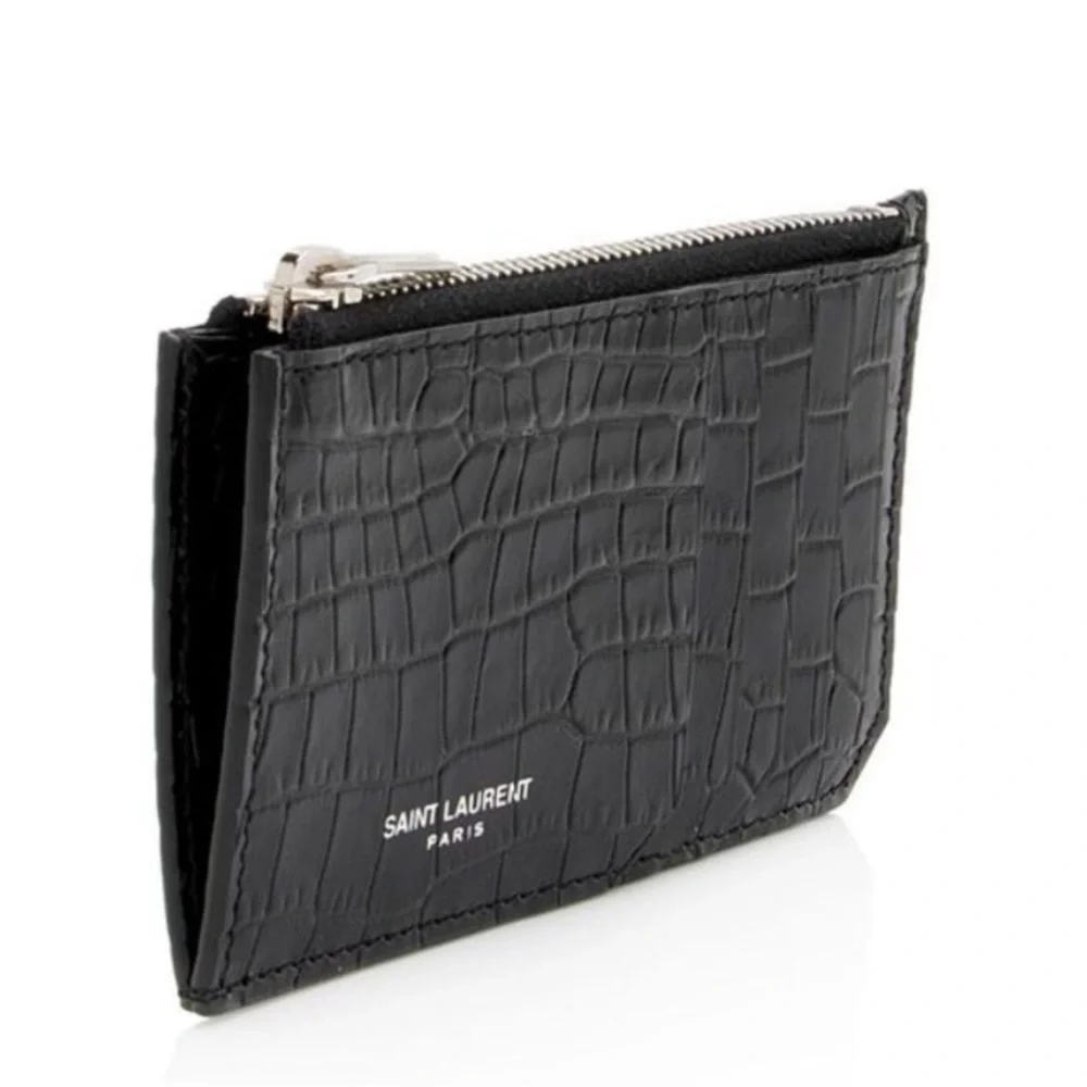 Saint Laurent Black Crocodile-Embossed Wallet